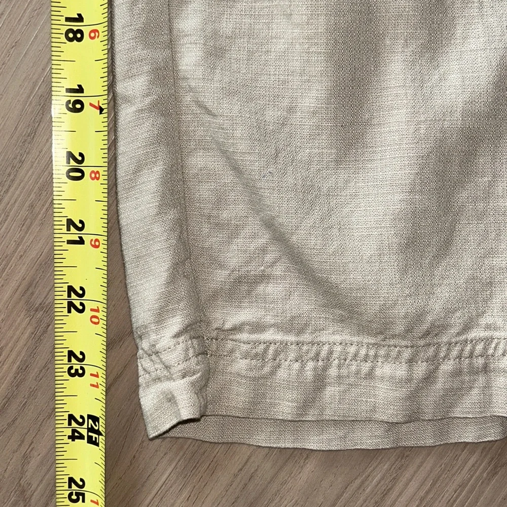 Splendid Sorrento Linen Pants M Almond Women's Wide Leg Ankle Casual Career